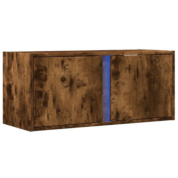 vidaXL TV Wall Cabinet Smoked Oak Engineered Wood Medium TV Wall Cabinet