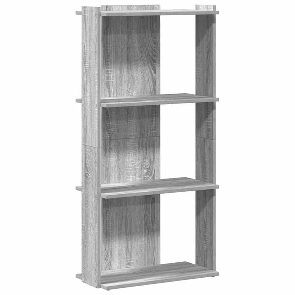 vidaXL Bookcase Grey Sonoma Engineered Wood Medium 3-Tier Bookcase