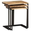 vidaXL Nesting Table Set of 3 Natural wood with black metal