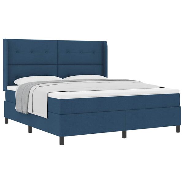 vidaXL Box Spring Bed with Mattress Blue 70.9" x 78.7" fabric