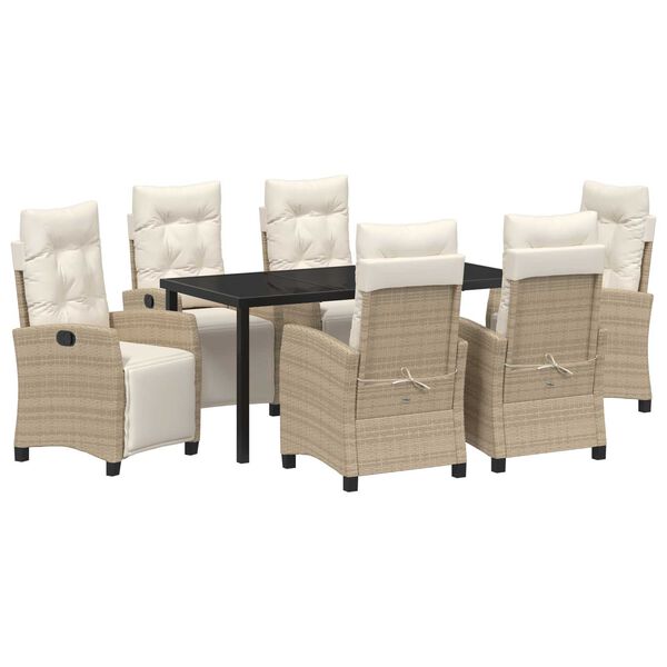 vidaXL Garden Dining Set 7 pcs Beige poly rattan