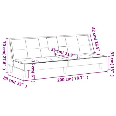 vidaXL Sofa Bed with Cup Holders Light Gray Velvet