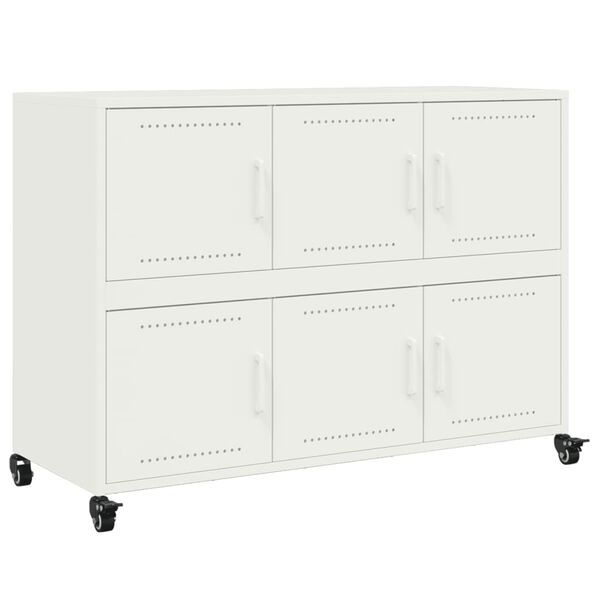 vidaXL Sideboard White Cold-rolled steel Medium Sideboard Rectangular