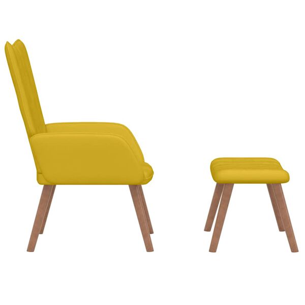 vidaXL Relaxing Chair With Stool Mustard Yellow Velvet Standard