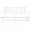 vidaXL Bed Frame White Steel Full Bed Frame Rectangular Traditional