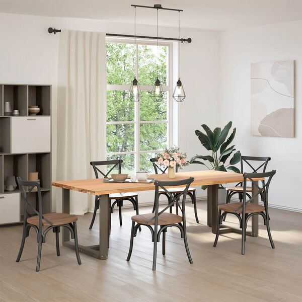 vidaXL Dining Table Legs T-Shaped&nbsp;2 pcs Natural Steel 39.4 x 13.8 x (28.3-28.7) " Steel