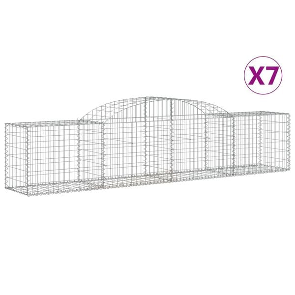 vidaXL Gabion Basket Set of 7 Silver Galvanized Iron Large Durable
