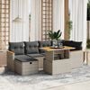 vidaXL Garden Sofa Set Grey PE rattan 7 Piece Modular Garden Sofa Set