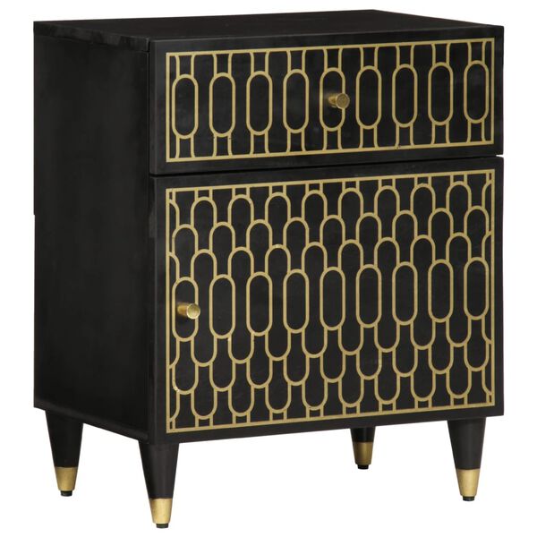 vidaXL Bedside Cabinet Black Solid mango wood Medium Bedside Cabinet