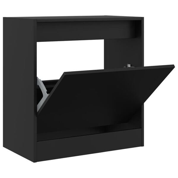 vidaXL Shoe Cabinet Black Engineered wood Compact Shoe Cabinet