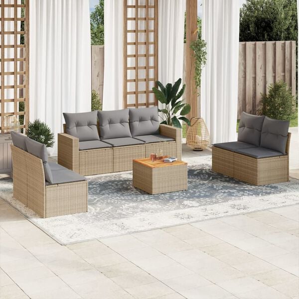 vidaXL Garden Sofa Set Beige, Brown, Light Grey