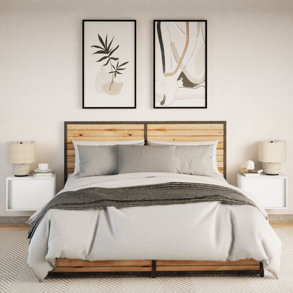 vidaXL Wall-Mounted Bedside Cabinet Set of 2 White Engineered wood