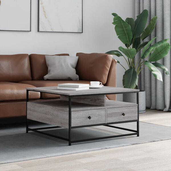 vidaXL Coffee Table Grey Sonoma Engineered wood, Metal Coffee Table