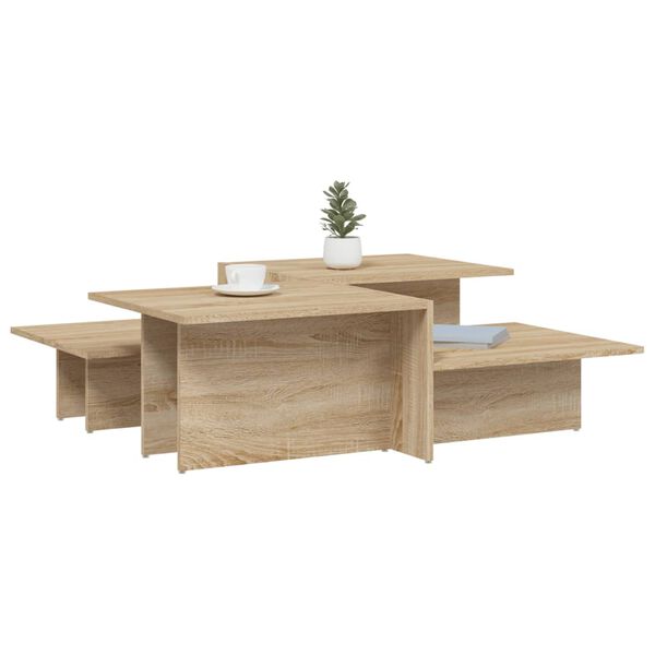 vidaXL Coffee Table Set of 2 Sonoma oak Engineered wood Medium Durable