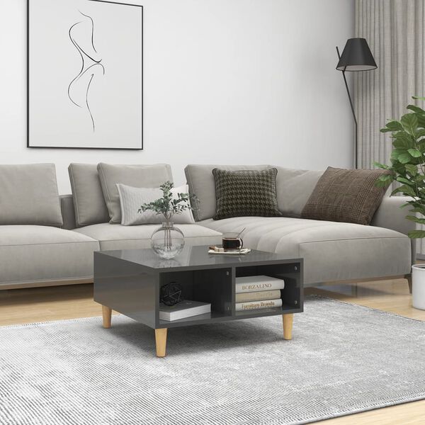 vidaXL Coffee Table High gloss grey Engineered wood Compact Coffee Table