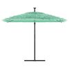 vidaXL Garden Parasol Green Polyester, Steel, Straw Large Tiltable