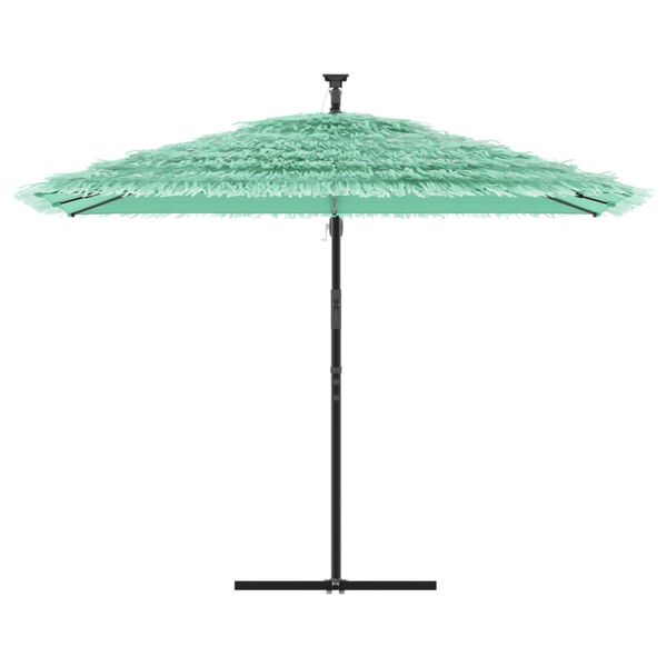 vidaXL Garden Parasol Green Polyester, Steel, Straw Large Tiltable