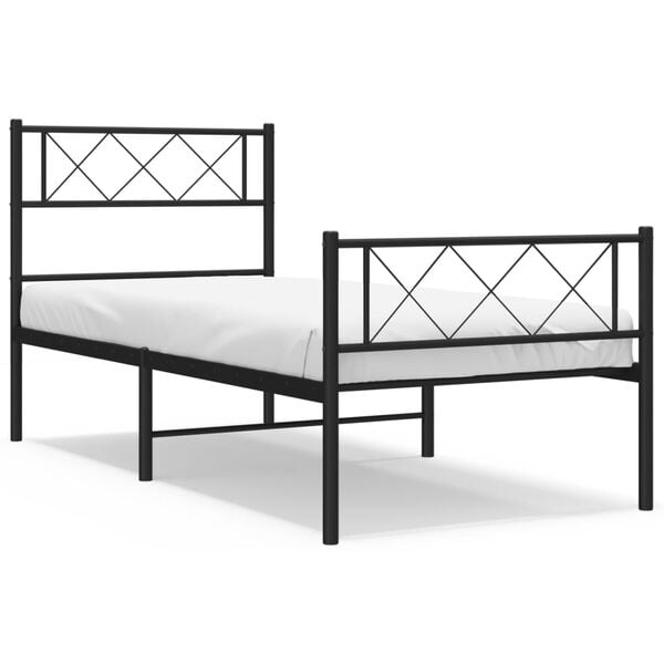 vidaXL Metal Bed Frame Black Powder-coated steel Twin Metal Bed Frame