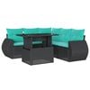 vidaXL 6 Piece Garden Sofa Set with Cushions Black Poly Rattan
