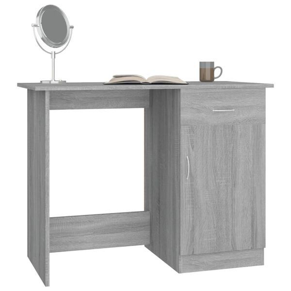 vidaXL Desk Grey Sonoma Engineered Wood Standard desk size Desk