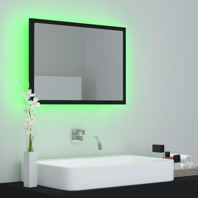 vidaXL LED Bathroom Mirror Black 23.6"x3.3"x14.6" Acrylic