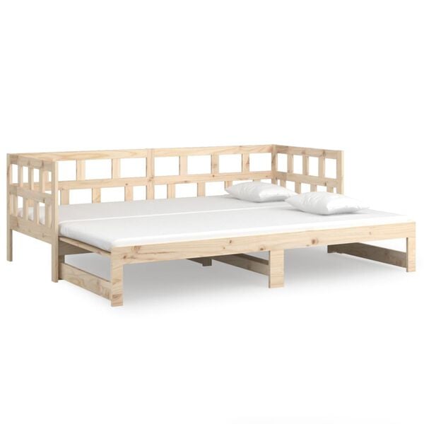 vidaXL Day Bed Natural Wood Solid Pine Wood 2x