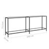 vidaXL Console Table Transparent, Black Tempered Glass, Powder-Coated Steel