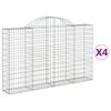 vidaXL Gabion Basket Set of 4 Silver Galvanized Iron Large Durable