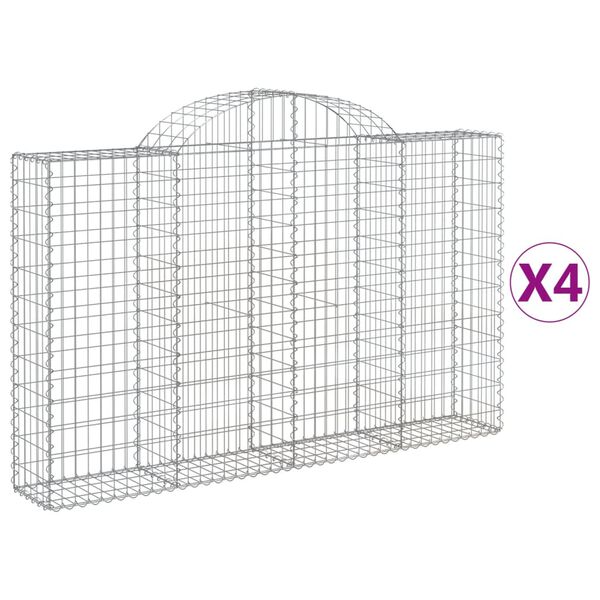 vidaXL Gabion Basket Set of 4 Silver Galvanized Iron Large Durable