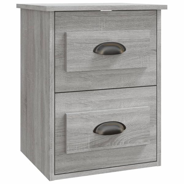 vidaXL Wall-mounted Bedside Cabinet Grey Sonoma Engineered wood Compact