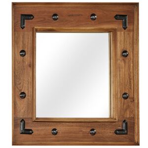 vidaXL Mirror Brown Solid acacia wood, glass, powder-coated steel Medium