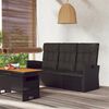 vidaXL Garden Bench Black Poly rattan 3 Seater Adjustable Armrests