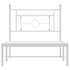vidaXL Bed Frame White Powder-Coated Steel Single Bed Frame