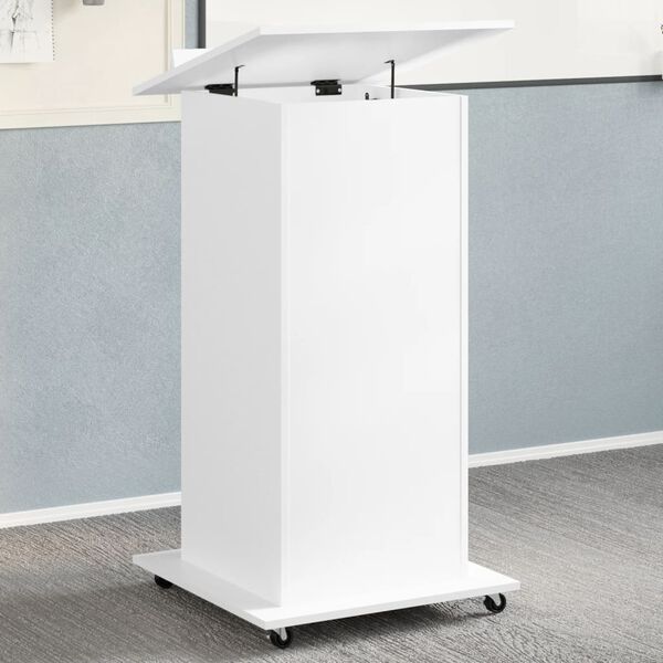 vidaXL Lectern White Engineered wood Medium Tiltable Lectern