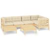 vidaXL Garden Lounge Set Cream Solid pinewood, fabric (100% polyester)