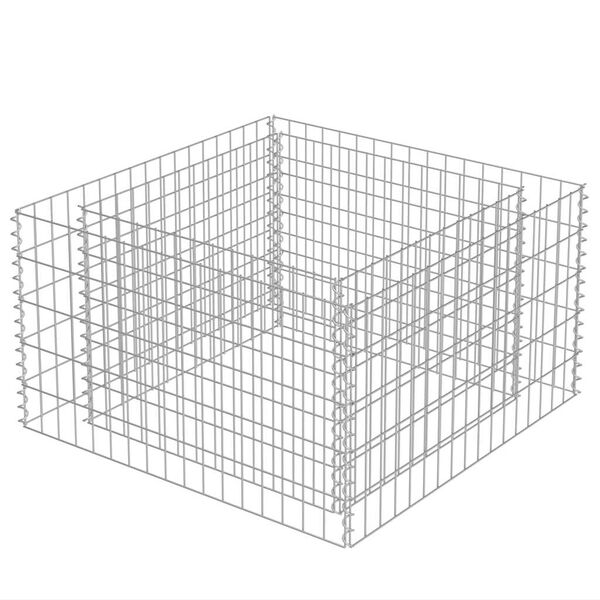 vidaXL Gabion Raised Bed Silver Galvanized steel 35.4 x 35.4 x 19.7 in