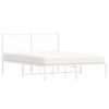 vidaXL Bed Frame White Powder-coated steel 55 x 79 in Bed Frame