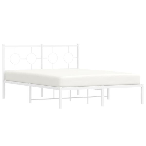 vidaXL Bed Frame White Powder-coated steel 55 x 79 in Bed Frame