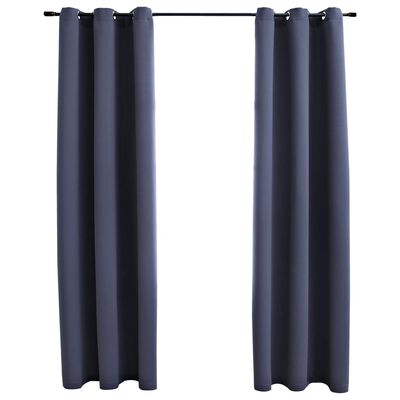 vidaXL Blackout Curtains with Rings 2 pcs Anthracite 37"x84" Fabric