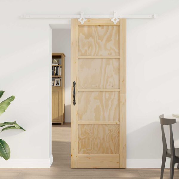 vidaXL Sliding Door Brown 28.94 x 78.15 in Solid Pine Wood