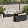 vidaXL Garden Sofa Set Black PE Rattan, Powder-coated steel, 100% Polyester
