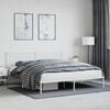vidaXL Bed Frame White Steel Full Bed Frame Rectangular Traditional