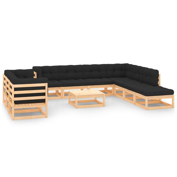 vidaXL Garden Lounge Set Natural wood, Anthracite Solid pine wood, Polyester