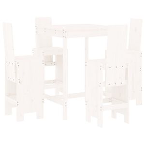 vidaXL Garden Bar Set White Solid Pine Wood Footrest Garden Bar Set