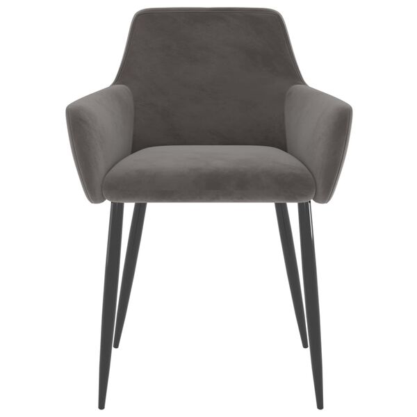 vidaXL Dining Chair Set of 4 Dark Grey Velvet (100% polyester), metal