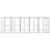 vidaXL Dog Kennel Silver Galvanized Steel 130.0 sq ft Durable