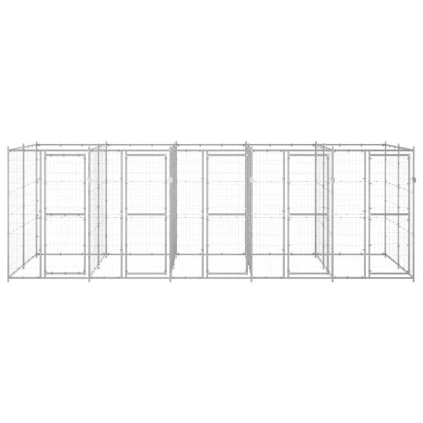 vidaXL Dog Kennel Silver Galvanized Steel 130.0 sq ft Durable