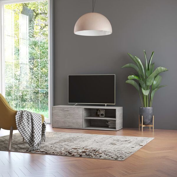 vidaXL TV Cabinet Concrete Grey 47.2x13.4x14.6" Engineered Wood