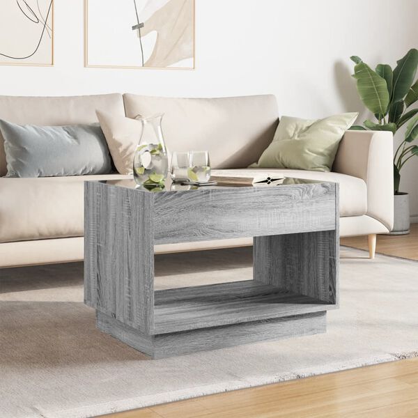 vidaXL Coffee Table Grey sonoma Engineered wood, glass