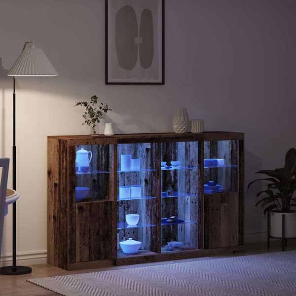 vidaXL LED Sideboard Old Wood 64.17 x 14.57 x 39.37 in Engineered Wood